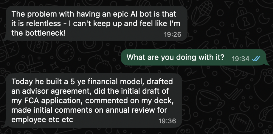 ClawEmail productivity testimonial — built financial model, drafted agreements