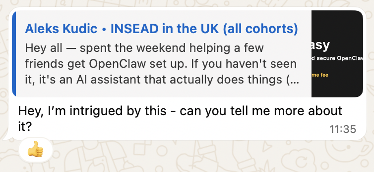 User asking about OpenClaw setup